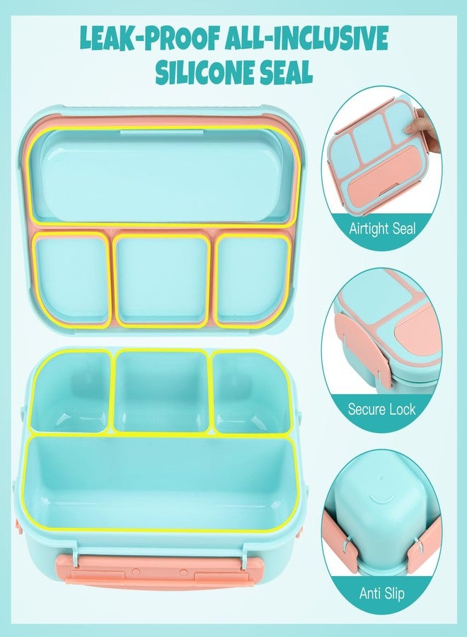 MaMix Bento Lunch Box Adult Lunch Box, Lunch Box Kids, Lunch Containers for Adults/Kids/Students,1300ML-4 Compartment Bento Lunch Box (Pastel blue) - Image 4
