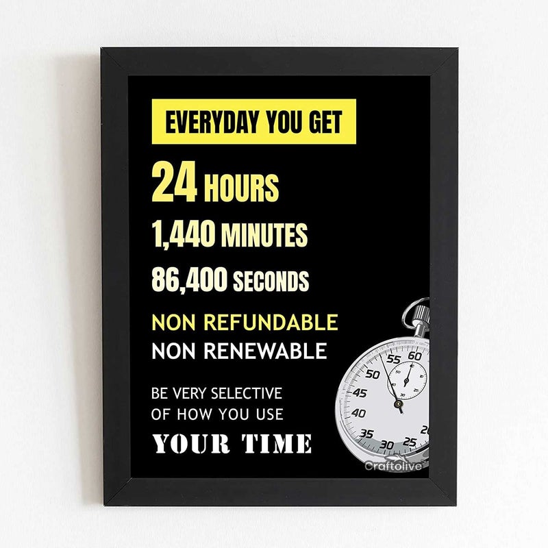 Craftolive Craftolive Motivational Wall Frame for Time Management Seize the Day Stay Productive Achieve Goals Unlock the True Value of Your 24 Hours Time 