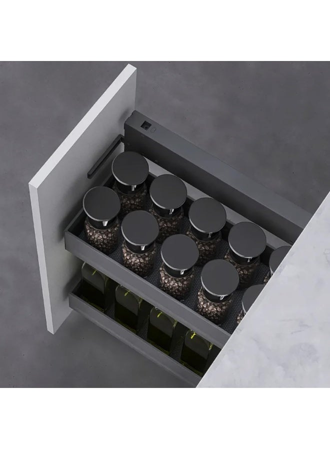 eurocliq 2-Tier Soft-Close Seasoning Basket – Heavy-Duty Aluminum Frame with Anti-Slip Mat | 20kg Load Capacity | Fits 150mm Cabinets  - Image 3