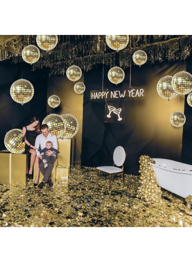 KATCHON Gold Disco Ball Balloons - 22 Inch, Pack of 6 | 4D Metallic Disco Balloons For Disco Party Decorations | Graduation Balloon, Gold Graduation Decorations 2025 | Birthday Party Decor - Image 2