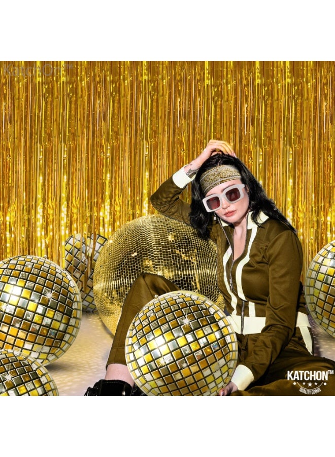 KATCHON Gold Disco Ball Balloons - 22 Inch, Pack of 6 | 4D Metallic Disco Balloons For Disco Party Decorations | Graduation Balloon, Gold Graduation Decorations 2025 | Birthday Party Decor - Image 5
