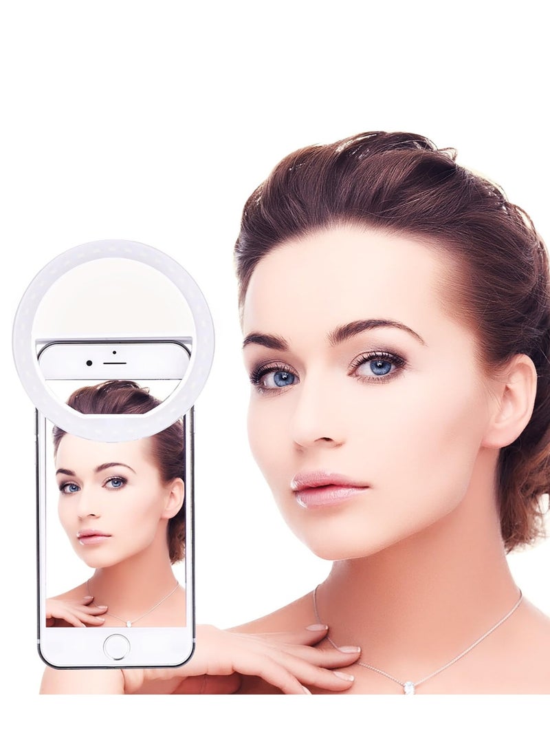 SYOSI Selfie Ring Light Clip-on LED Camera Rechargeable 36 Fill- 3-Level Adjustable Brightness On-Camera Video Night for iPhone  - Image 5
