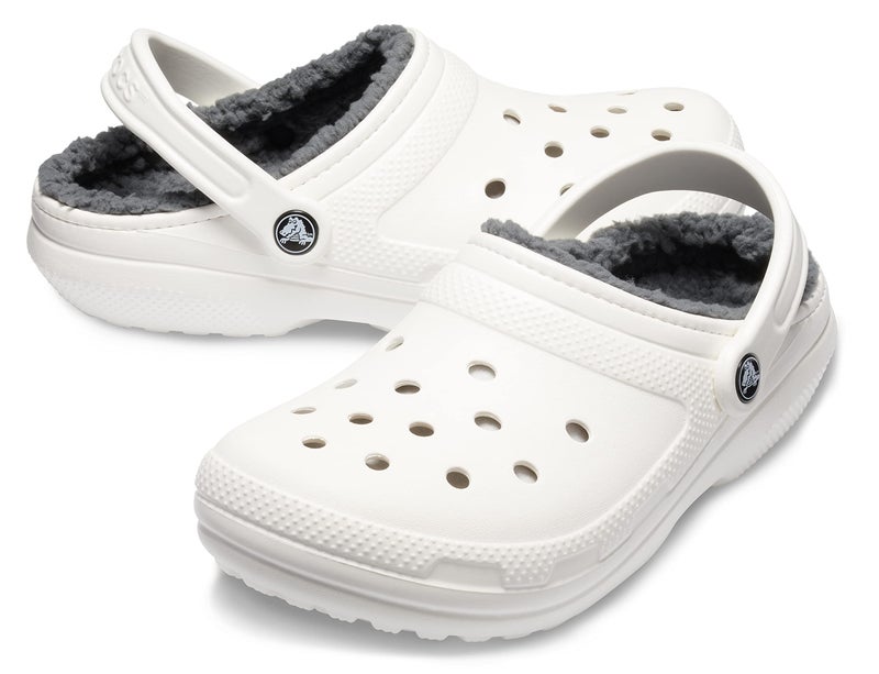 Crocs Unisex-Adult Men's and Women's Classic Lined Clog, White/Grey, 8 Women/6 Men - Image 2