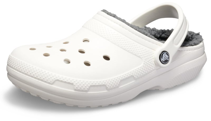 Crocs Unisex-Adult Men's and Women's Classic Lined Clog, White/Grey, 8 Women/6 Men - Image 5