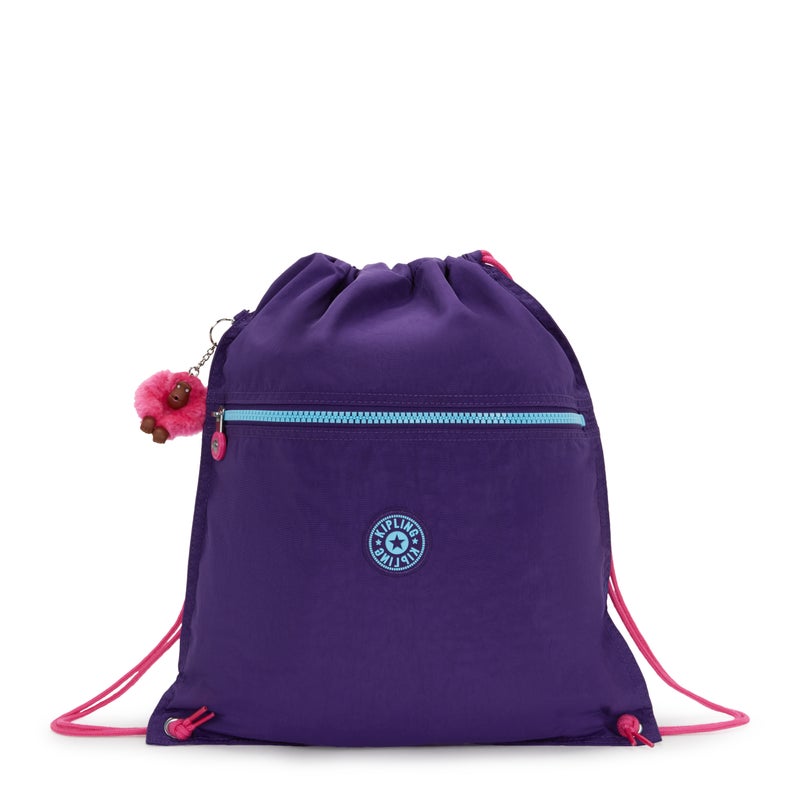 kipling SuperTaboo Kids Medium School/Gym/Swim/Drawstring Bag, Water Repellent, 15L, 0.24kg VIP Purple - Image 1
