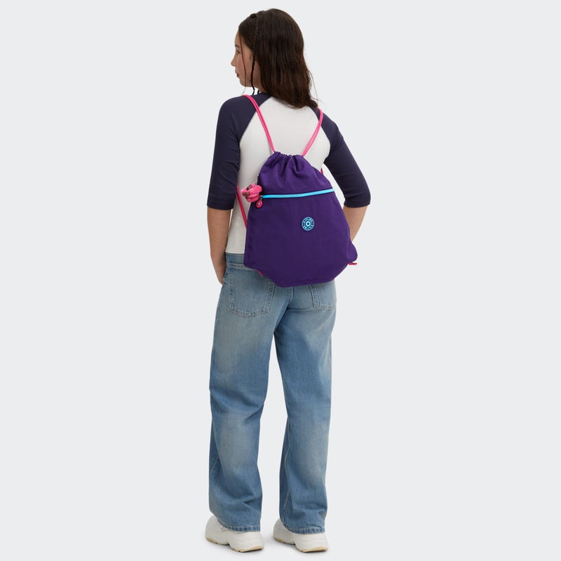 kipling SuperTaboo Kids Medium School/Gym/Swim/Drawstring Bag, Water Repellent, 15L, 0.24kg VIP Purple - Image 2