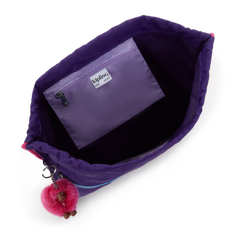 kipling SuperTaboo Kids Medium School/Gym/Swim/Drawstring Bag, Water Repellent, 15L, 0.24kg VIP Purple - Image 5