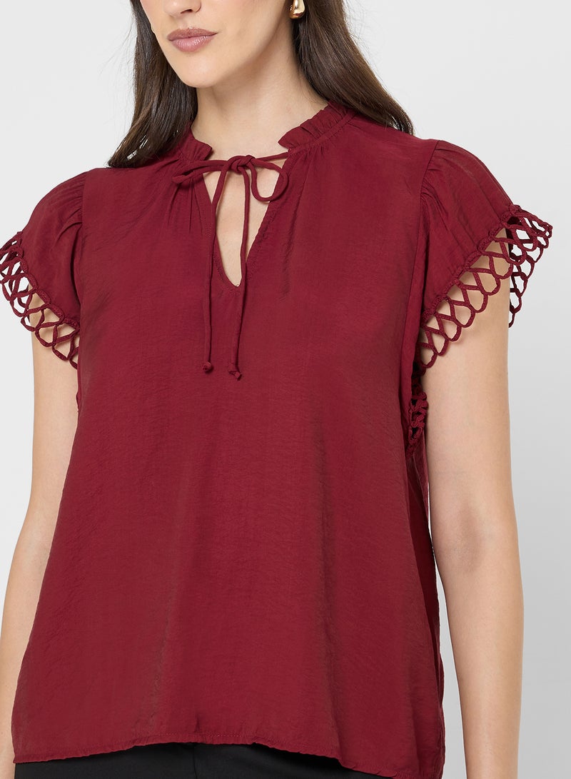 فيرو مودا بلوزة فيمفلافيا بأكمام قصيرة وياقة على شكل حرف - Image 3