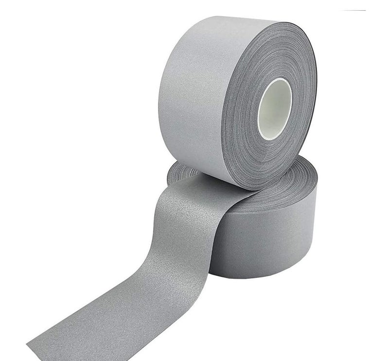 ALASKA Sew On Silver Reflective Fabric Polyester Material DIY Tape For Clothing 1 Inch x 10 Meters - Image 1