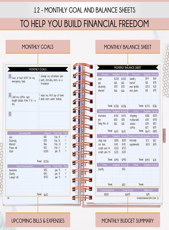 Freedom Mastery Budget Planner & Bill Organizer - A 12 Monthly Planner Journey to Financial Freedom, Undated Budget Book, Budget Organizer and Budget Planner with Cash Envelopes - Image 4
