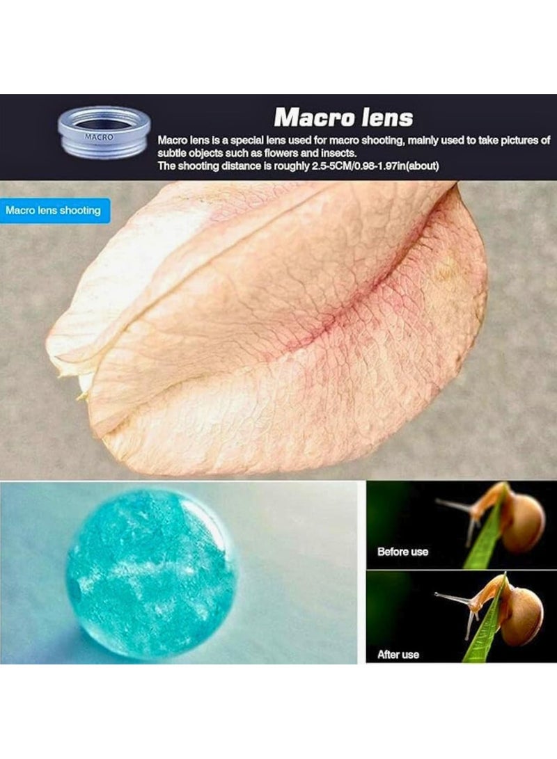 مجموعة عدسات كاميرا الهاتف الخلوي 3 في 1، عين السمكة، زاوية واسعة، عدسة ماكرو، مشبك على الهاتف الذكي وعدسة الكاميرا للسفر والصور والمناظر الطبيعية، بصريات للتصوير الفوتوغرافي المذهل (ابيض وفضي) - Image 3