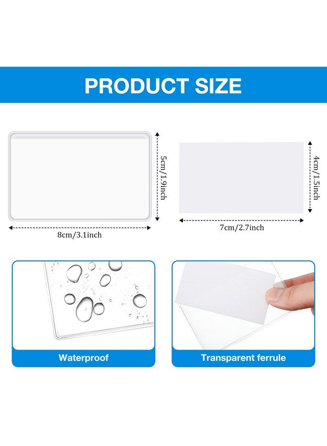 Geyee 100 Pack Self Adhesive Business Card Pockets Top Open Clear Adhesive Label Pockets With 100 Count Blank Business Cards Blank Index Cards For Photos Organization (White) - Image 2