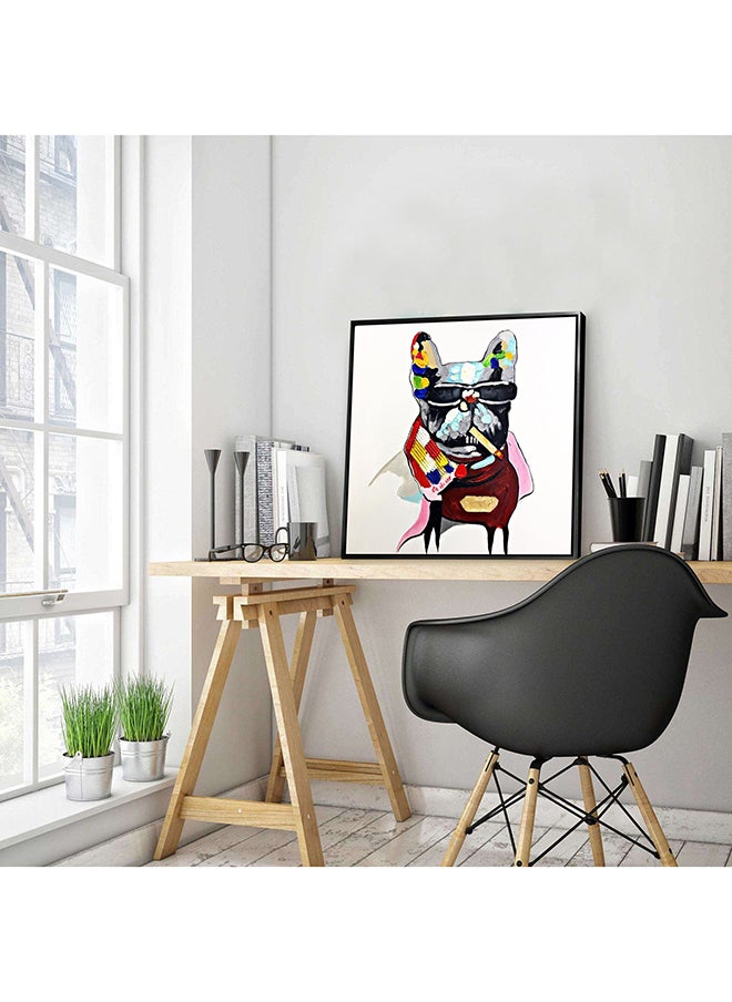 ebarza Tough Dog Hand Painted Art Painting With Frame 65X65 cm 