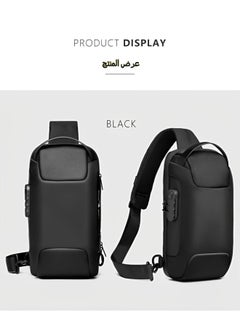 REOCLE Men's Crossbody Sling Bag Chest Bag with USB Charging Port & Anti-scratch Fabric & Heavy Rain Grade Waterproof & Smooth Zipper Anti-theft Lock Sling Bag for Workout Travelling  - Image 2