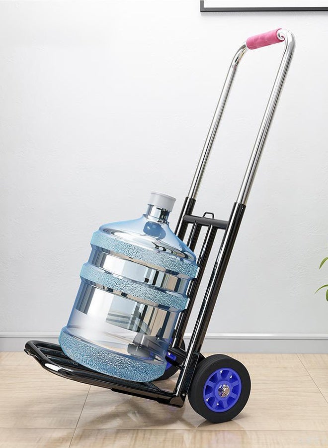 DUNISO Folding Home Moving Trailer, Light Portable Trolley with 3 Elastic cord, Folding Hand Truck, Heavy Duty Portable Luggage Trolley for Home, Luggage, Travel, Warehouse and Office(Blue Rubber Wheel) - Image 4
