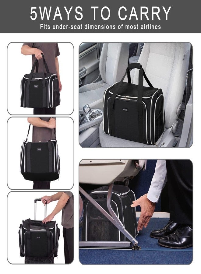 BAGLHER حقيبة نقل القطط القابلة للتوسيع من باغلر مع صندوق فضلات للسفر، مناسبة لسفر الحيوانات الأليفة، بخمسة جوانب قابلة للفتح من ثلاثة جوانب، مانعة للتسرب وقابلة للطي، مثالية للسيارة والطائرة، لون أسود - Image 5