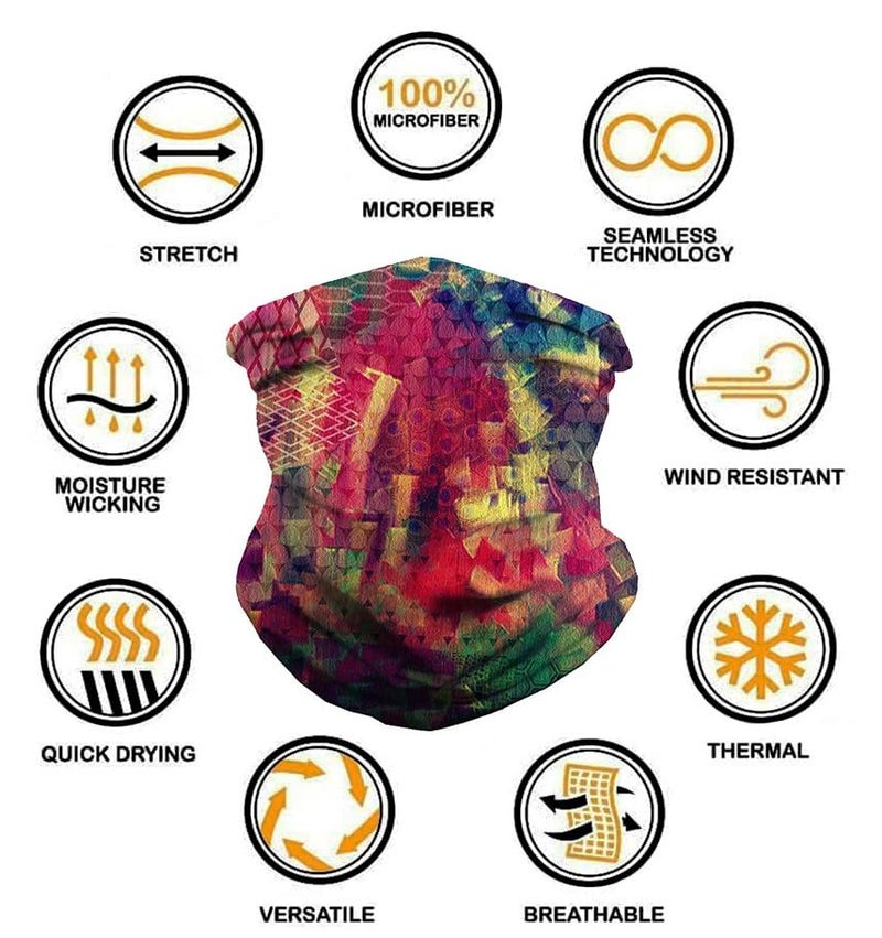 HCMY 9 Pack Neck Gaiter Camouflage Multifunctional Magic Scarf Headwear Bandana Balaclavas Tube UV Face Mask - Image 3