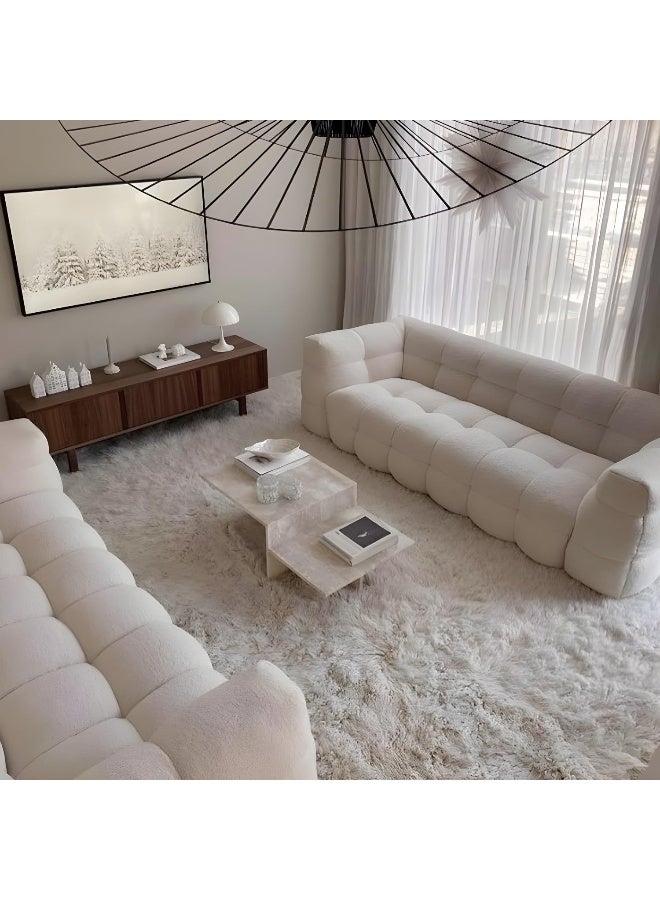 Comfynest Biscuit Back Sofa Tuxedo Arm Seating In Beige For Living Room - Image 3