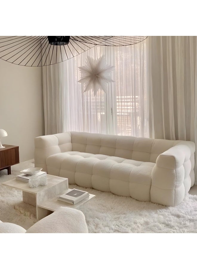 Comfynest Biscuit Back Sofa Tuxedo Arm Seating In Beige For Living Room - Image 1