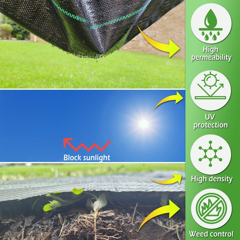 AGGAFA 100% Virgin Material. Premium Heavy Duty Weed Barrier Fabric for Landscaping, Farming, Gardening and Agriculture. Durable Woven Landscape Fabric (2FT X 30FT) - Image 2