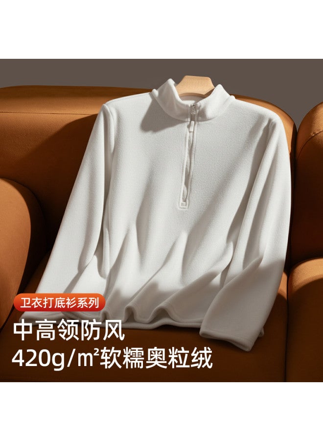 Top melon Sports Hoodie Stand Collar Winter Warm Top Half-Zip Fleece Jacket - Image 3