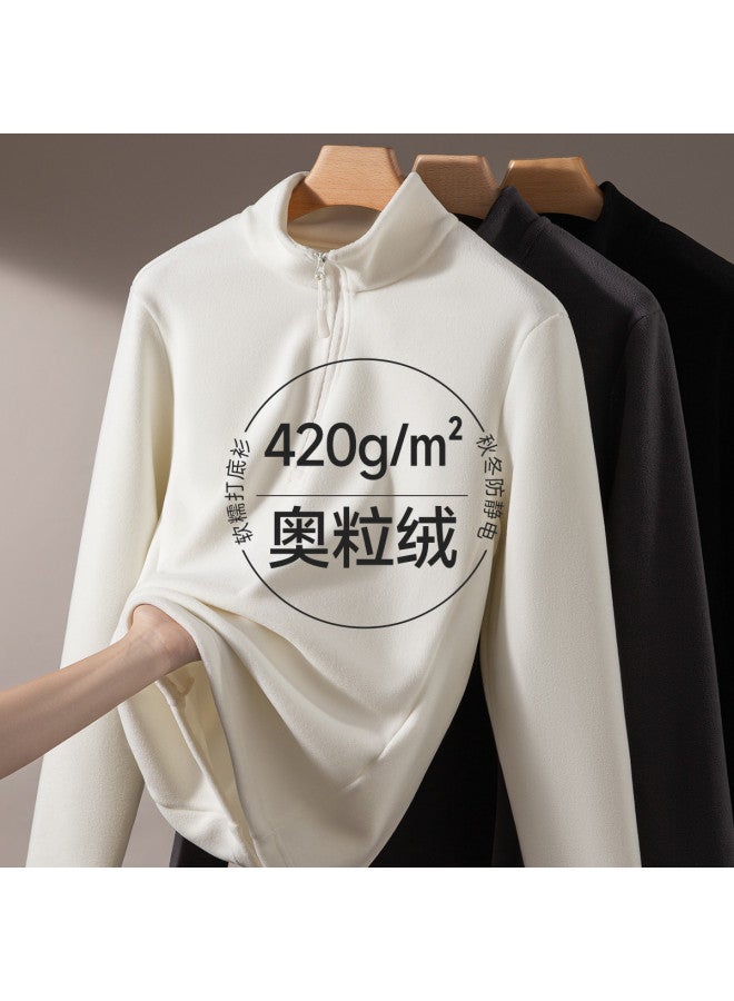 Top melon Sports Hoodie Stand Collar Winter Warm Top Half-Zip Fleece Jacket - Image 4