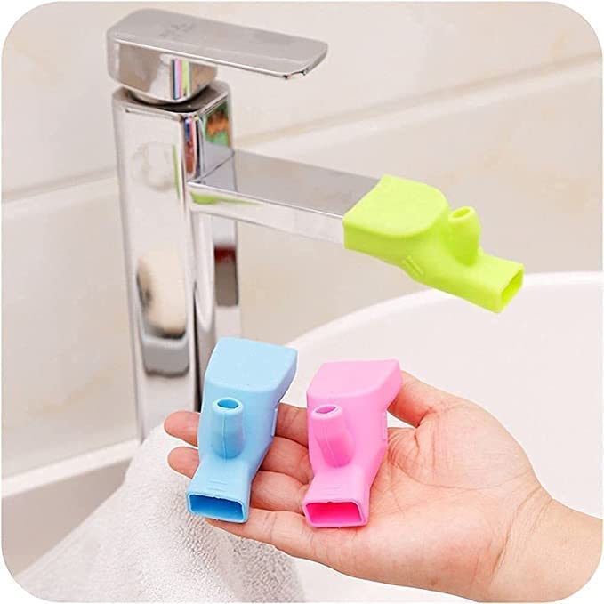 diksharth Pack of 2 Elastic Water Tap Holder Faucet Extender for Hands Washing Tool Dual Purpose Silicone Gel Water Tap Extension Tooth Wash Room Sink Washing Device Multi Color - Image 3