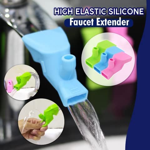 diksharth Pack of 2 Elastic Water Tap Holder Faucet Extender for Hands Washing Tool Dual Purpose Silicone Gel Water Tap Extension Tooth Wash Room Sink Washing Device Multi Color - Image 5