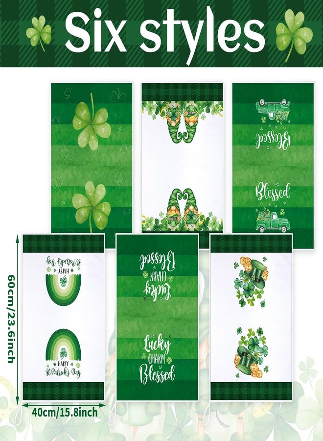 Honoson 6 Pcs St Patrick's Day Kitchen Towels St. Patrick's Day Dish Towels Shamrocks Gnomes Plaid Absorbent Bathroom Set Tea Cloth for Kitchen Home 16 x 24 Inches(Bright Green,Shamrock) - Image 3