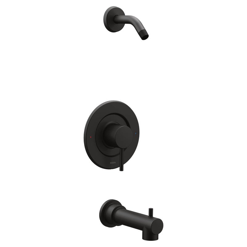 Moen Align Matte Black PosiTemp Pressure Balancing Modern Tub and Shower Trim Kit without Showerhead Valve Required T2193NHBL