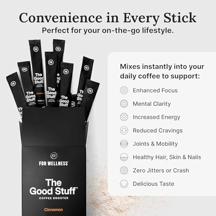 For Wellness The Good Stuff Performance – Coffee Booster | Collagen + MCT Powder Supplement with L-Theanine and Antioxidants for Jitter-Free Energy & Stamina | Non-Dairy, Keto-Friendly, 14 Servings - Image 4