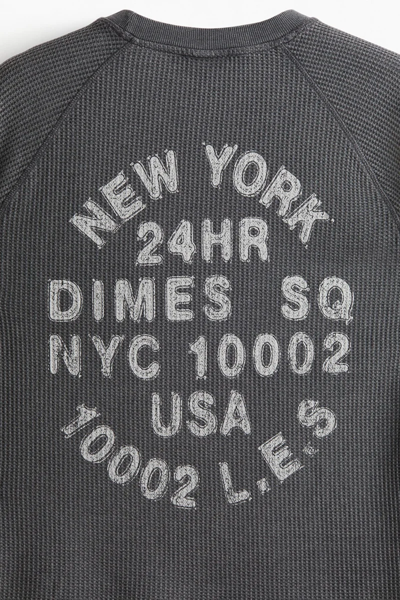 H&M Regular Fit Waffled long-sleeved top