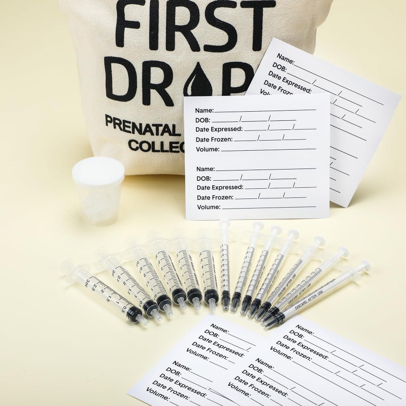 Geiserailie 100 Set Colostrum Collector Kit Include 100 1ml /3ml Sterile Sealed Breast Milk Collector No Needle Colostrum Syringes 100 Stickers 1 Measuring Cup Collection 1 White Canvas Bag - Image 3