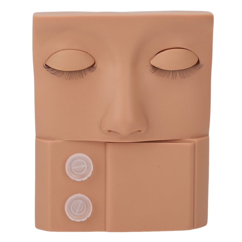 Lash Mannequin Head Replaceable Eyelid Eyelash Extension Practice Makeup Training PVC Skin Color - Image 1
