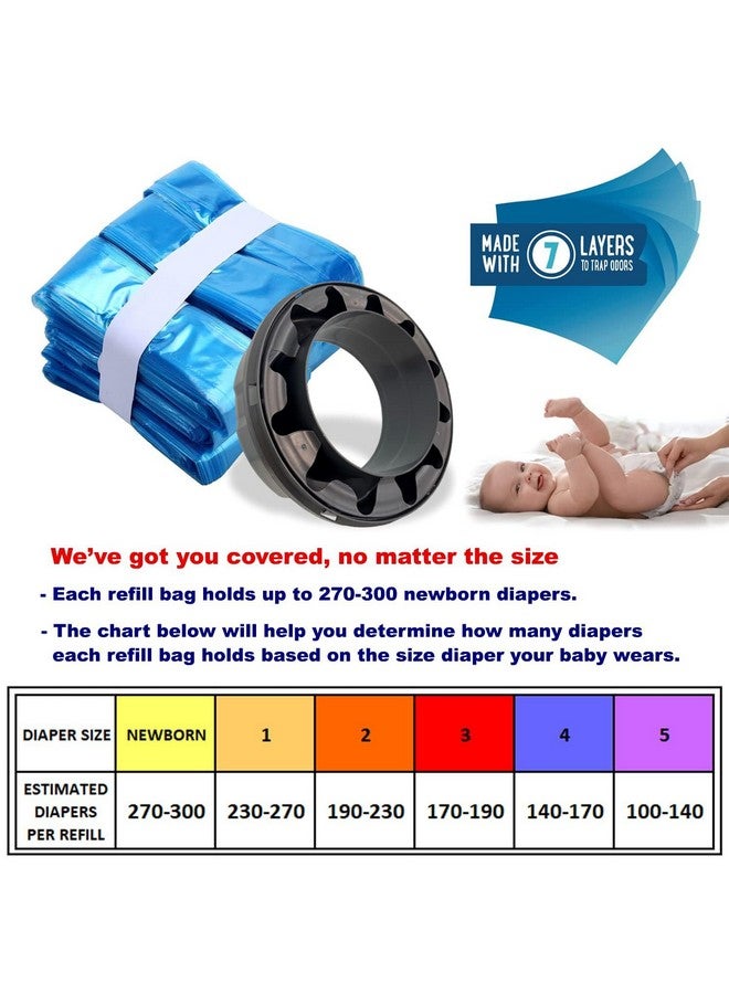 Diaper Pail Refills | Includes 9 Diaper Refill Rings &1 Case| Holds up to 2520 Newborn Diapers  - Image 2