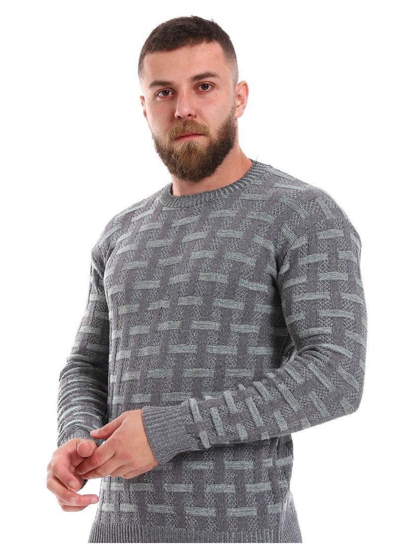 Caesar - Wool Mens Pullover With Multi Design - Image 1