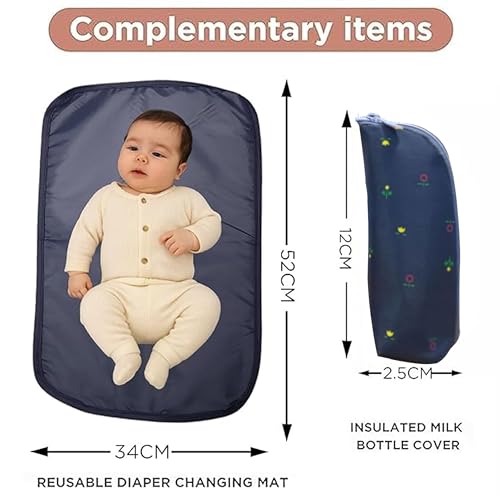 Motherly Mini Magic Diaper Bag for Mothers for Travel – Combo Set with Accessories, Small Maternity Handbag for Newborn Baby, Multiple Pockets, Water Resistant Baby Bag, Blue Flower - Image 2