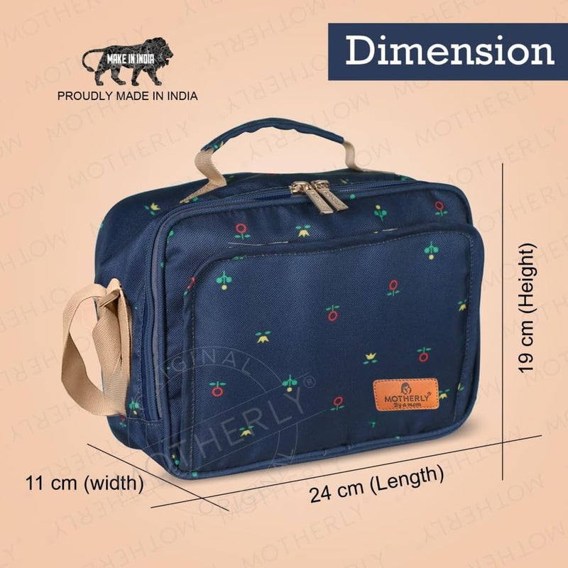 Motherly Mini Magic Diaper Bag for Mothers for Travel – Combo Set with Accessories, Small Maternity Handbag for Newborn Baby, Multiple Pockets, Water Resistant Baby Bag, Blue Flower - Image 3