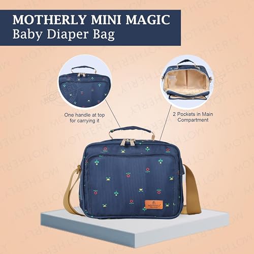 Motherly Mini Magic Diaper Bag for Mothers for Travel – Combo Set with Accessories, Small Maternity Handbag for Newborn Baby, Multiple Pockets, Water Resistant Baby Bag, Blue Flower - Image 4