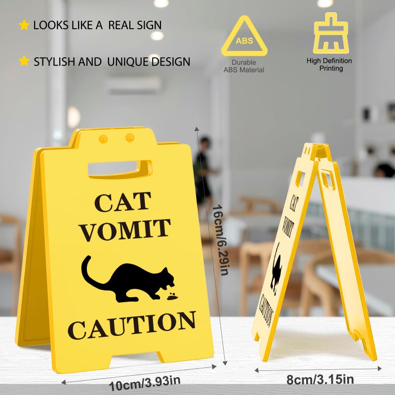 MAMAGIFTREE Funny Cat Vomit Caution Sign - Humorous Desk Decor for Cat Lovers - Perfect Cat Mom or Cat Dad Gifts for Pet Owners  Best Friends  Office Coworkers  Cat Enthusiasts - Quirky Cat Themed Decoration - Image 3