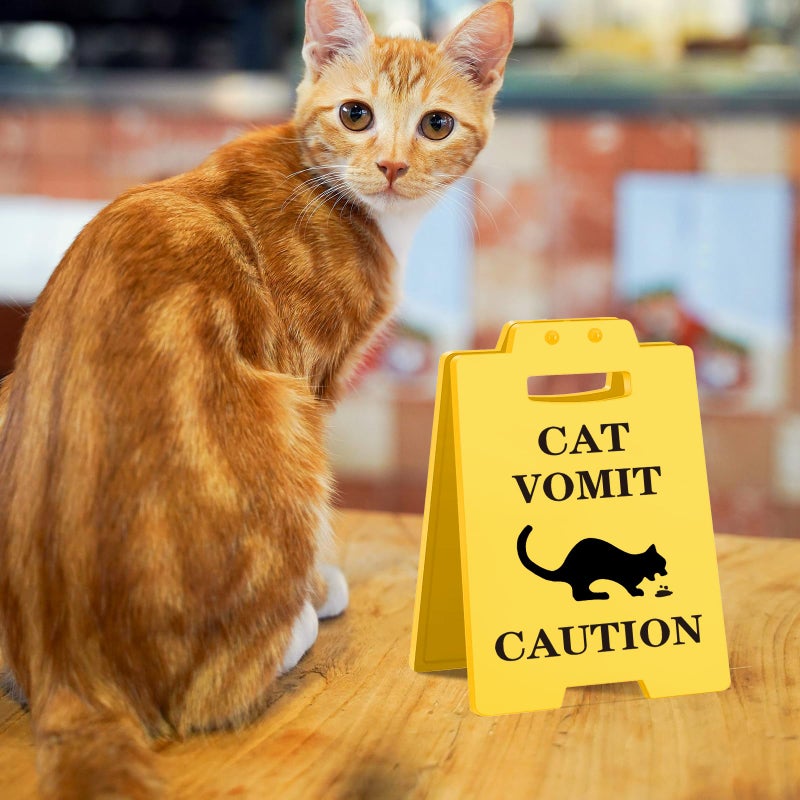 MAMAGIFTREE Funny Cat Vomit Caution Sign - Humorous Desk Decor for Cat Lovers - Perfect Cat Mom or Cat Dad Gifts for Pet Owners  Best Friends  Office Coworkers  Cat Enthusiasts - Quirky Cat Themed Decoration - Image 2
