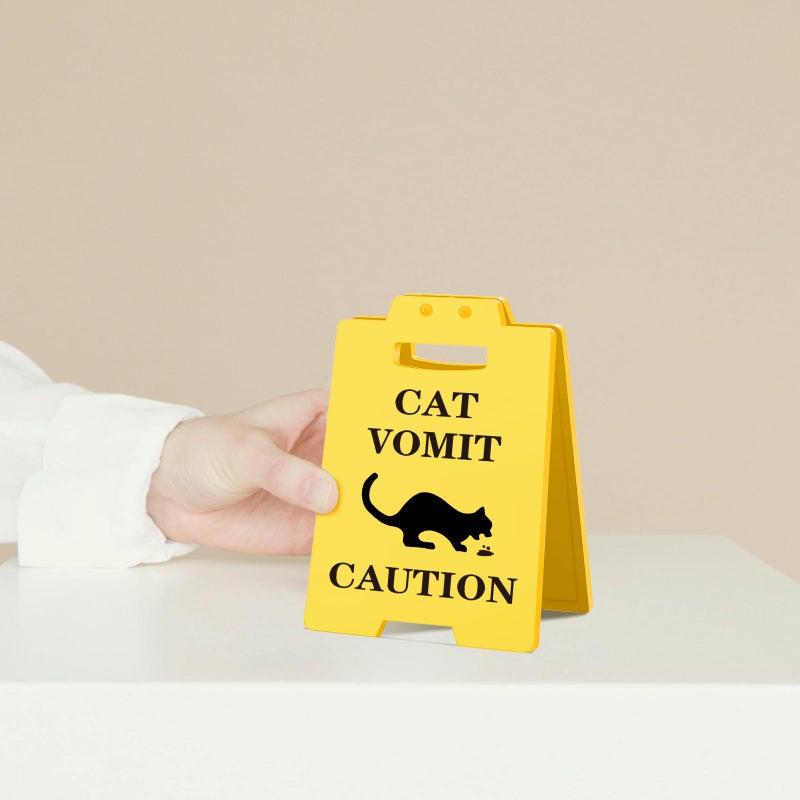 MAMAGIFTREE Funny Cat Vomit Caution Sign - Humorous Desk Decor for Cat Lovers - Perfect Cat Mom or Cat Dad Gifts for Pet Owners  Best Friends  Office Coworkers  Cat Enthusiasts - Quirky Cat Themed Decoration - Image 4