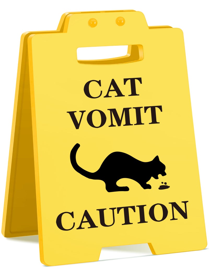 MAMAGIFTREE Funny Cat Vomit Caution Sign - Humorous Desk Decor for Cat Lovers - Perfect Cat Mom or Cat Dad Gifts for Pet Owners  Best Friends  Office Coworkers  Cat Enthusiasts - Quirky Cat Themed Decoration - Image 1
