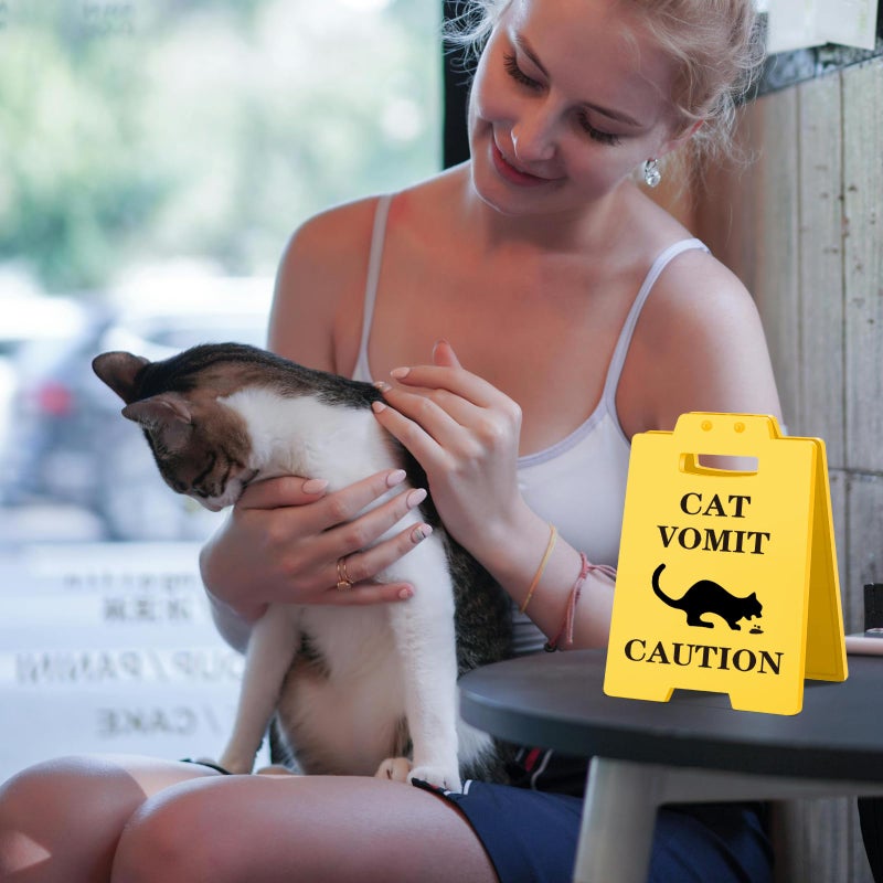 MAMAGIFTREE Funny Cat Vomit Caution Sign - Humorous Desk Decor for Cat Lovers - Perfect Cat Mom or Cat Dad Gifts for Pet Owners  Best Friends  Office Coworkers  Cat Enthusiasts - Quirky Cat Themed Decoration - Image 5