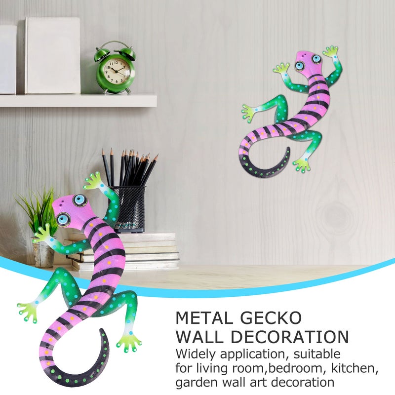 2pcs Wrought Iron Wall Decoration Metal Lizard Pendant Ornament for - Image 5