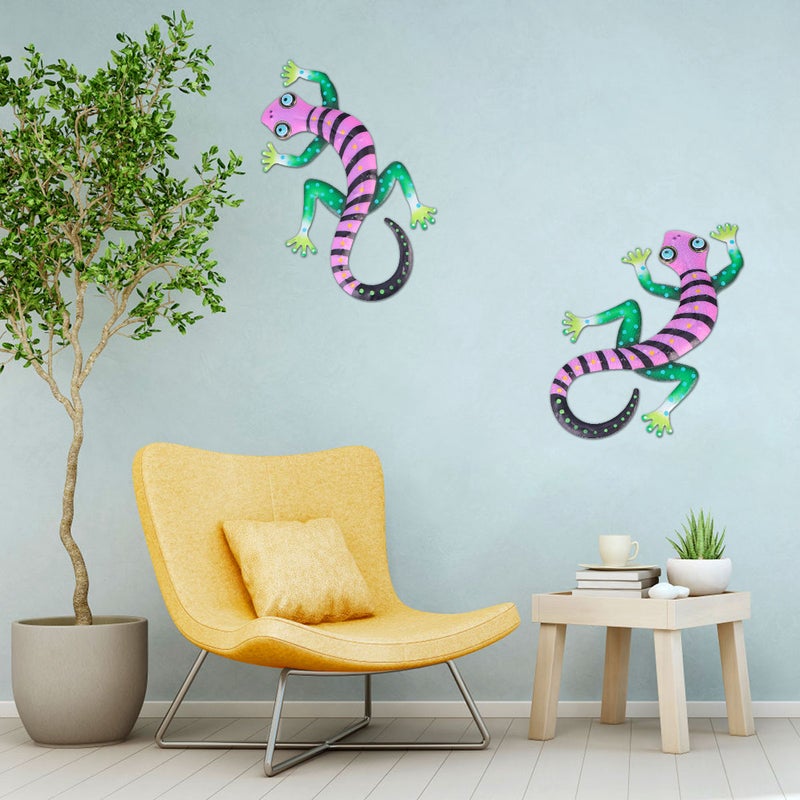 2pcs Wrought Iron Wall Decoration Metal Lizard Pendant Ornament for - Image 3