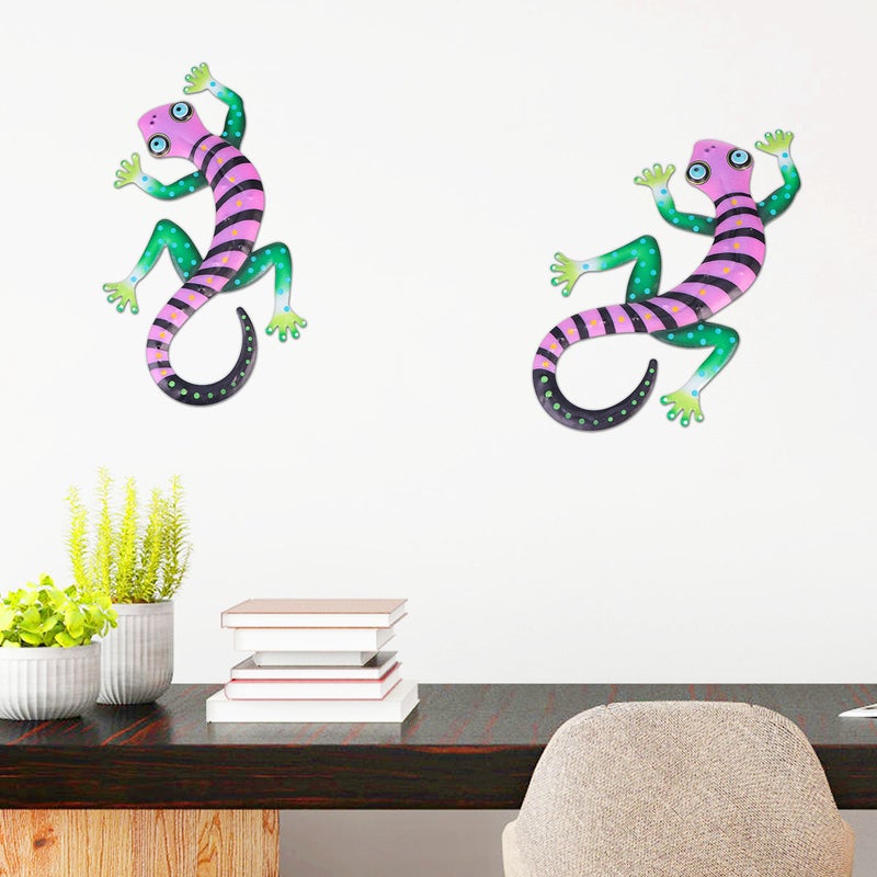 2pcs Wrought Iron Wall Decoration Metal Lizard Pendant Ornament for - Image 1