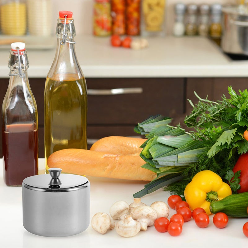 🍳 وعاء مع غطاء وملعقة من الفولاذ المقاوم للصدأ متين مثالي لعدادات المطبخ - Image 3