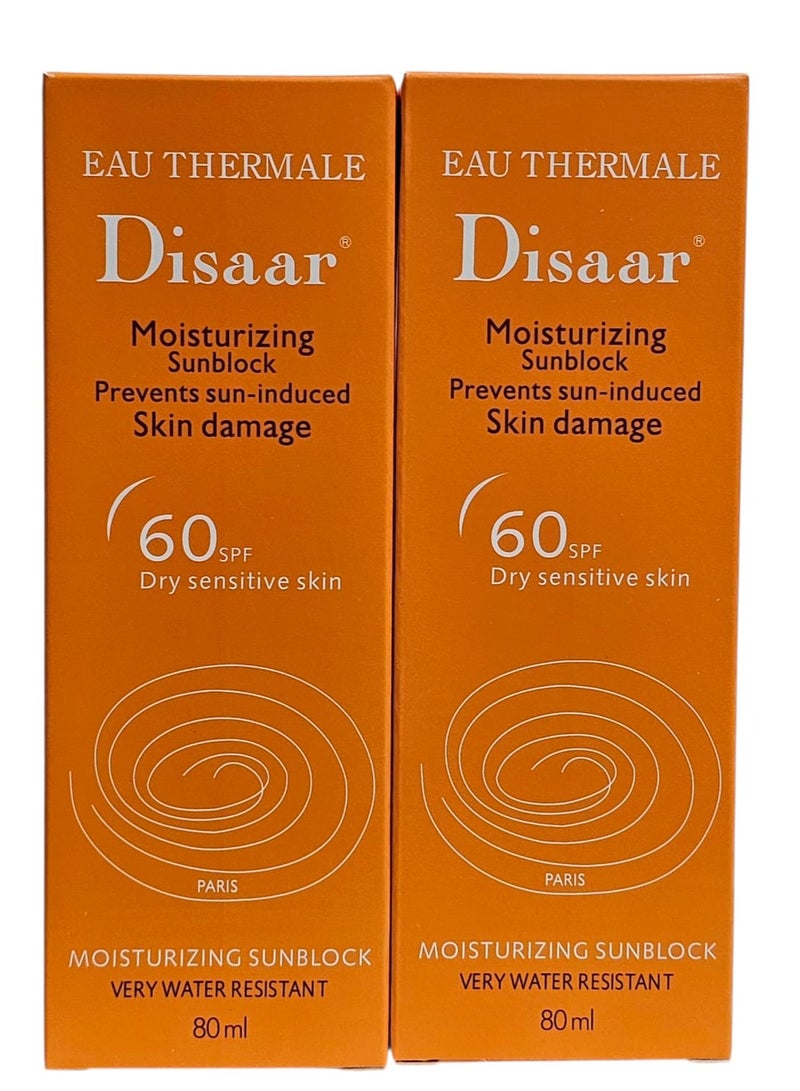 Disaar Moisturizing sunscreen cream 80 ml .spf60 2pcs