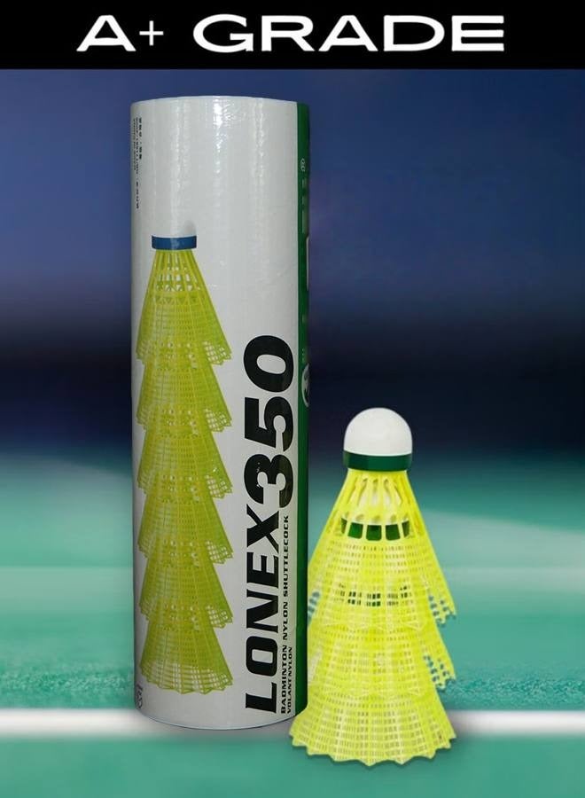 LONEX 6 pcs Nylon Badminton Shuttlecocks | Yellow | Slow Speed | Fast Recovery, Durable & Accurate Flight - Image 3
